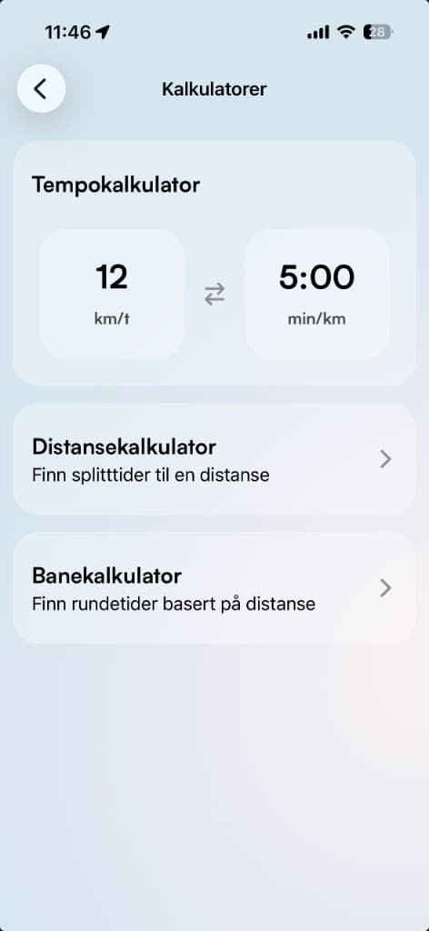 The pace calculator in the PacePilot app