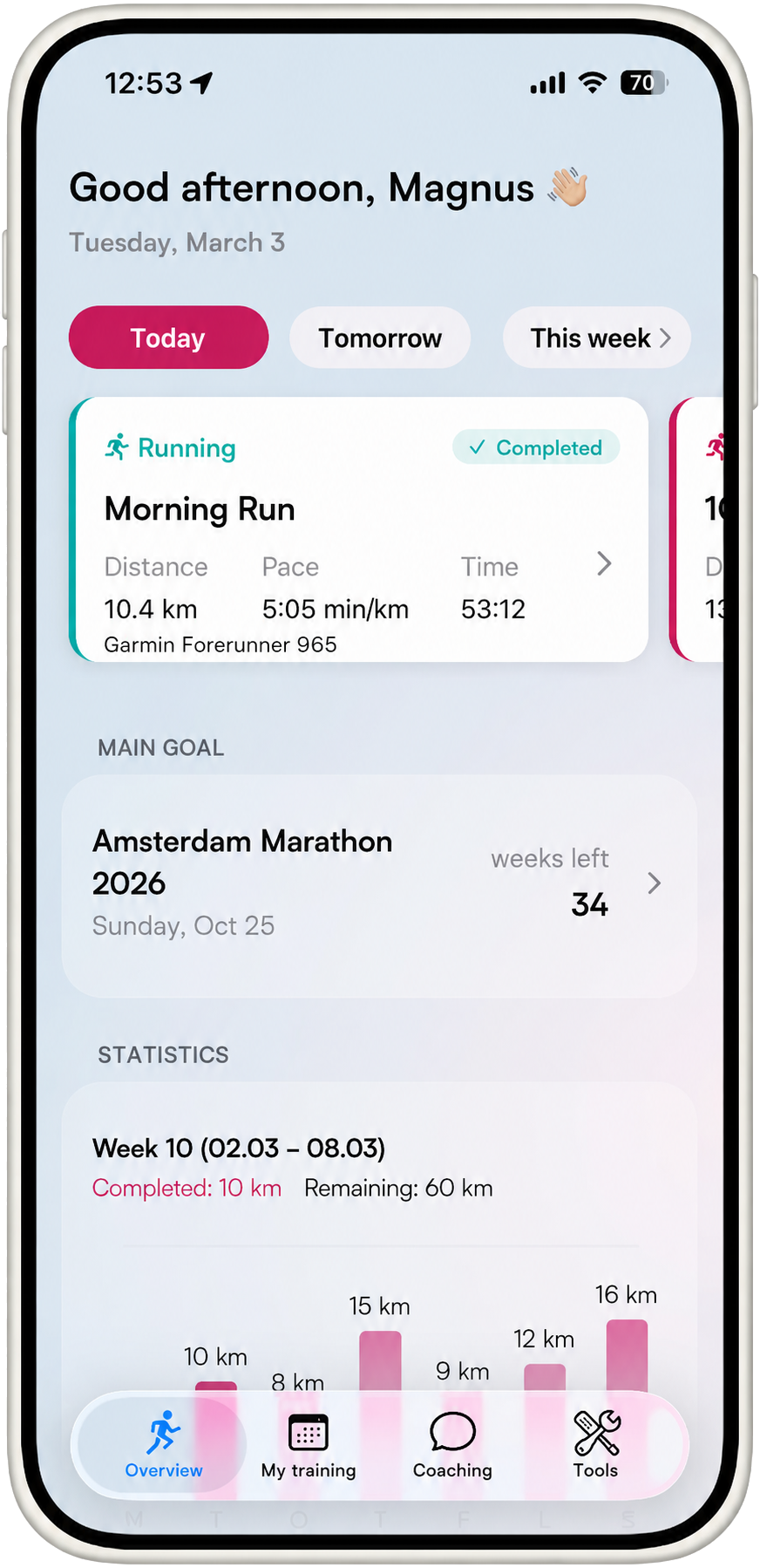 PacePilot app with personal running coach on phone